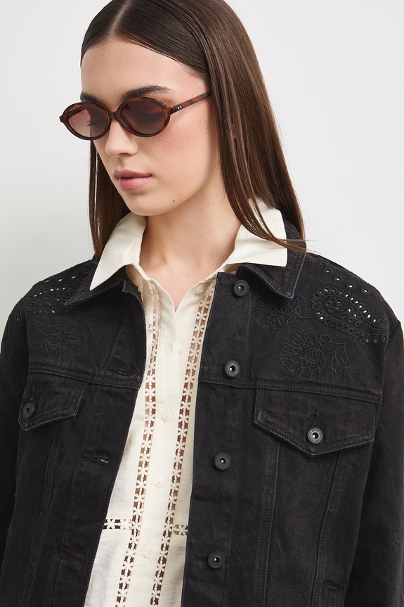Medicine jachetă pentru femei, din denim negru RW25-KUD104