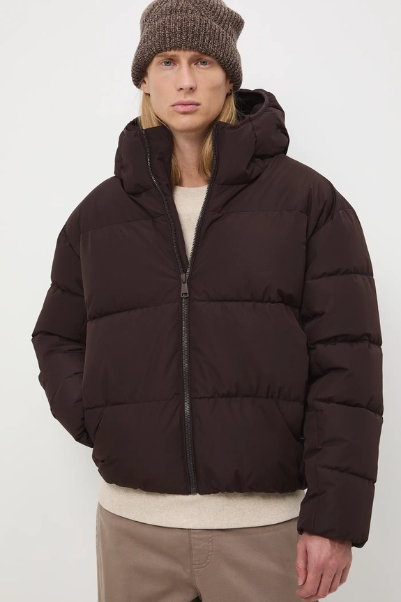 Kurtka męska ocieplana pikowana pozostałe brązowy RW25-KUM800