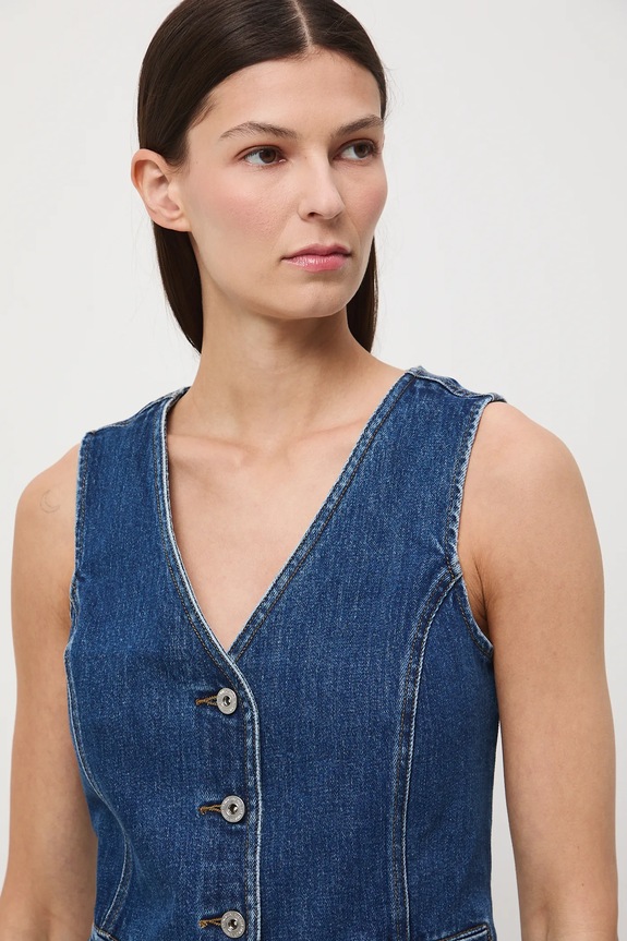 Rifľová vesta dámska s praným efektom modrá RW25-KZD400