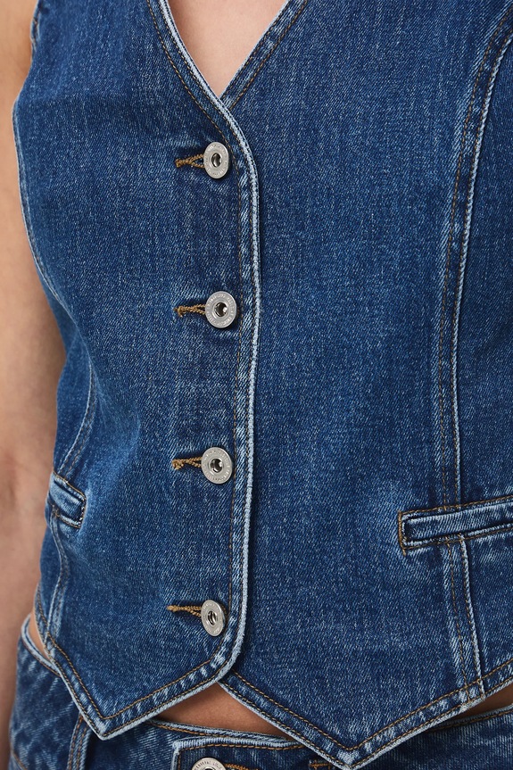 Rifľová vesta dámska s praným efektom RW25-KZD400 modrá