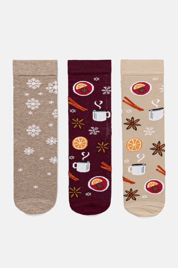 Bavlnené ponožky sviatočné (3-pack) dlhé ponožky viacfarebná RW25-LBD900