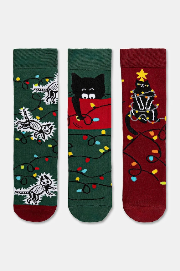 Skarpetki bawełniane damskie świąteczne (3-pack) skarpetki długie multicolor RW25-LBDA01