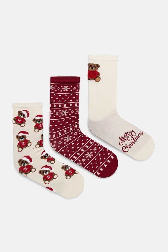 Ponožky dámské vánoční (3-pack) dlouhé ponožky vícebarevná RW25-LBDA02