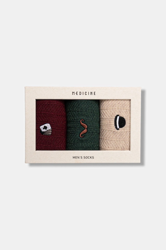 Oblečení Ponožky s příměsí vlny s ozdobnou nášivkou (3-pack) RW25-LBMA04 vícebarevná