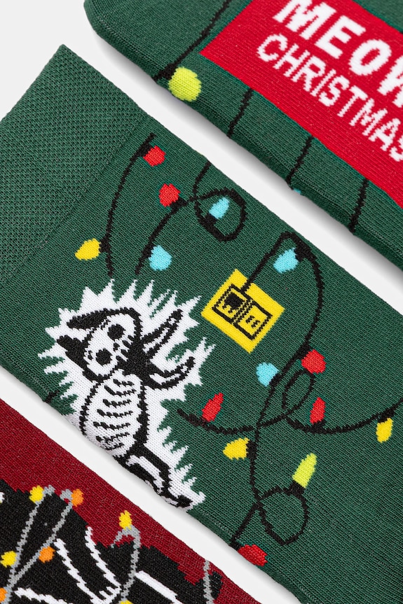 Skarpetki bawełniane męskie świąteczne w koty (3-pack) RW25-LBMA05 multicolor RW25