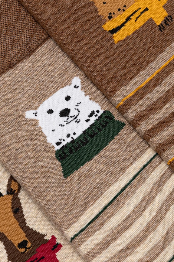 Skarpetki bawełniane męskie wzorzyste (3-pack) RW25-LBMA12 beżowy RW25