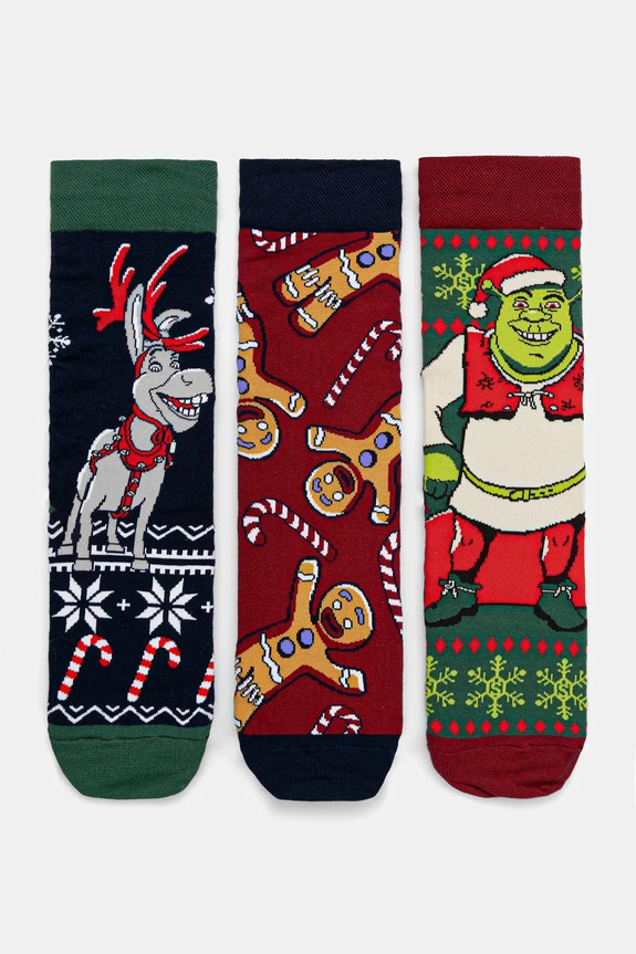 Skarpetki bawełniane męskie świąteczne Shrek (3-pack) skarpetki długie multicolor RW25-LBMA53