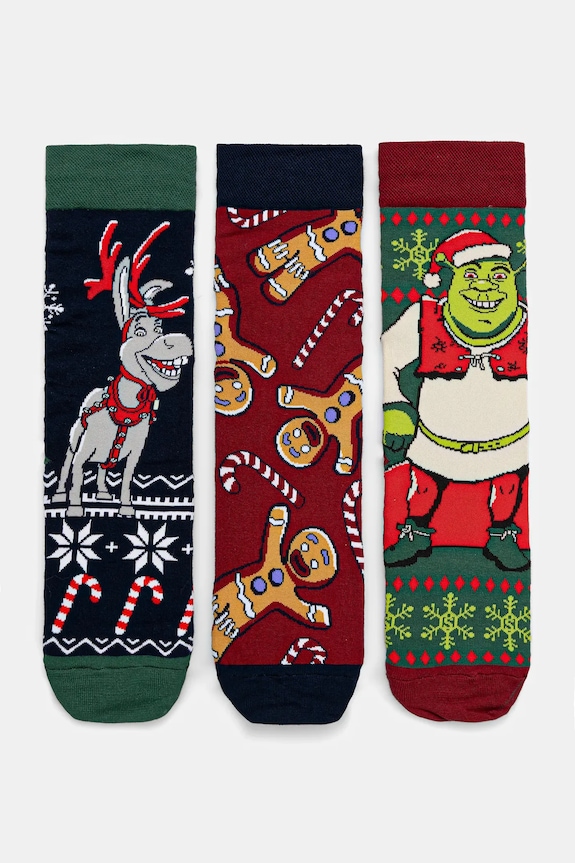 Skarpetki bawełniane męskie świąteczne Shrek (3-pack) skarpetki długie multicolor RW25-LBMA53