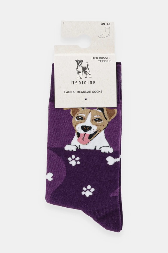 Odzież Skarpetki bawełniane damskie z okazji Dnia Psa RW25-LGD601 fioletowy