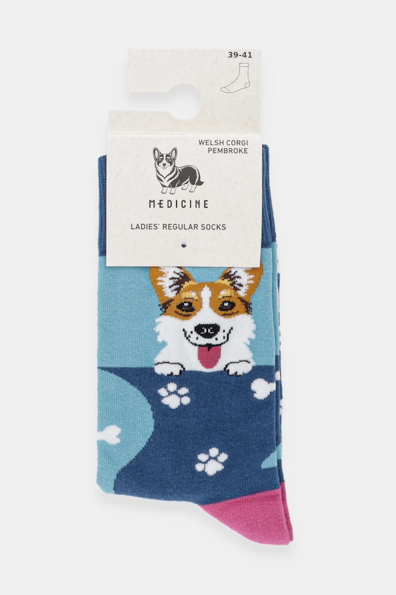 Odzież Skarpetki bawełniane damskie z okazji Dnia Psa RW25-LGD602 turkusowy