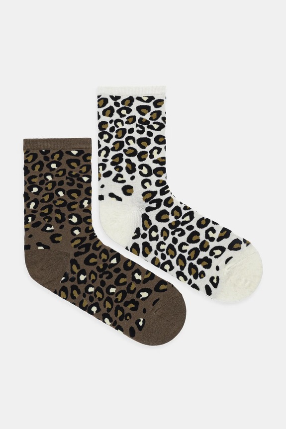 Skarpetki bawełniane damskie w panterkę (2-pack) skarpetki długie multicolor RW25-LGD613