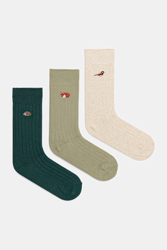 Skarpetki bawełniane damskie z ozdobnymi haftami (3-pack) skarpetki długie multicolor RW25-LGD702