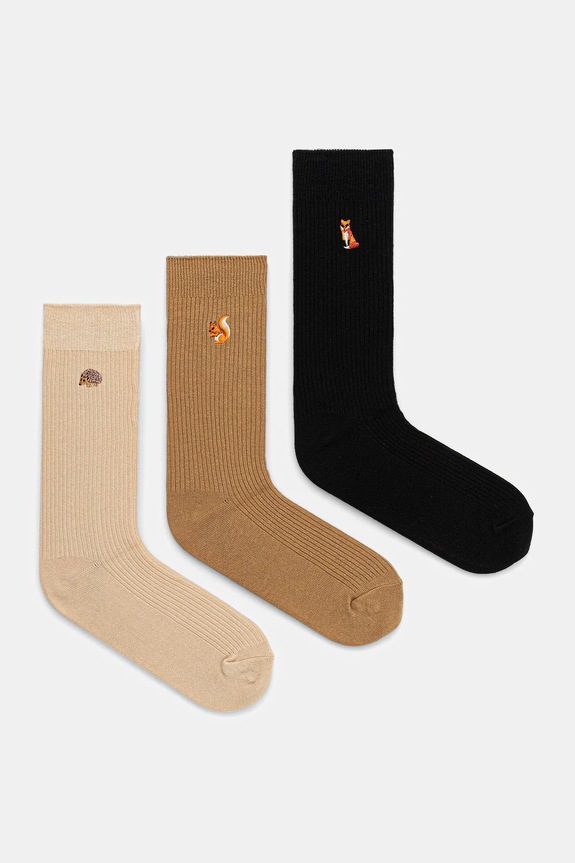 Skarpetki bawełniane damskie z ozdobnym haftem (3-pack) skarpetki długie multicolor RW25-LGD710