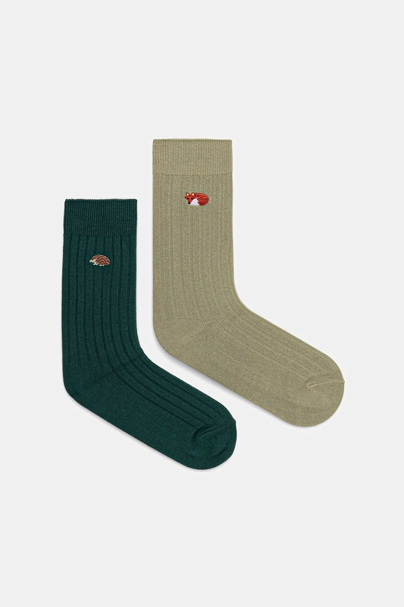 Skarpetki bawełniane damskie z ozdobnym haftem (2-pack) skarpetki długie multicolor RW25-LGD712