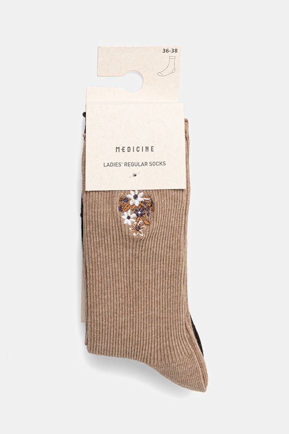 Odzież Skarpetki bawełniane damskie z ozdobnym haftem (2-pack) RW25-LGD814 multicolor