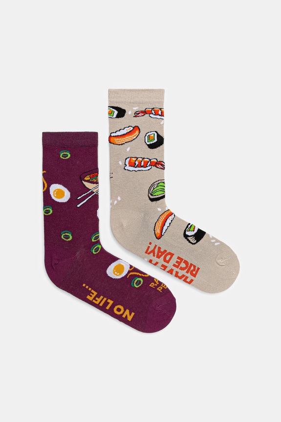 Skarpetki bawełniane damskie sushi i ramen (2-pack) skarpetki długie multicolor RW25-LGDA06