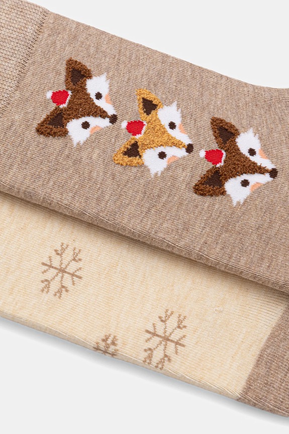 Bavlněné ponožky dámské vánoční (2-pack) RW25-LGDA07 béžová RW25