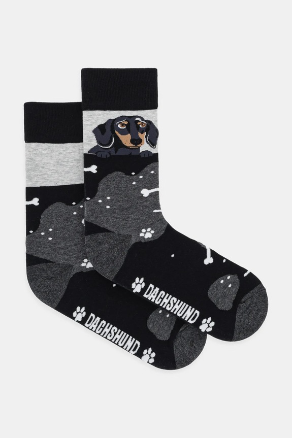 Medicine calzini in cotone impronta animale nero RW25-LGM600