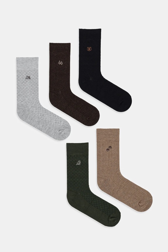 Bavlnené ponožky s ozdobnou výšivkou (5-pack) nášivka viacfarebná RW25-LGM604