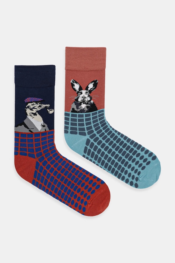 Bavlnené ponožky so zvieracím motívom (2-pack) dlhé ponožky viacfarebná RW25-LGM605