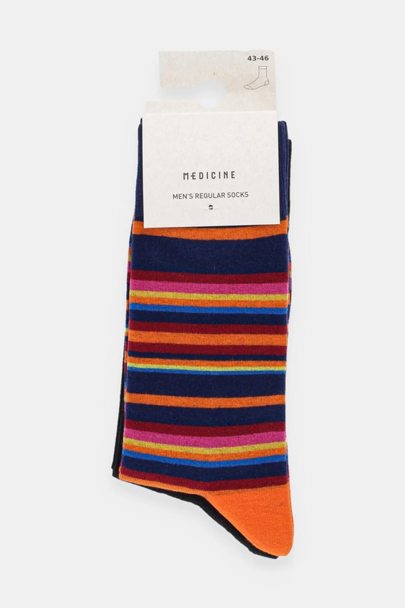 Odzież Skarpetki bawełniane męskie w pasy (2-pack) RW25-LGM615 multicolor