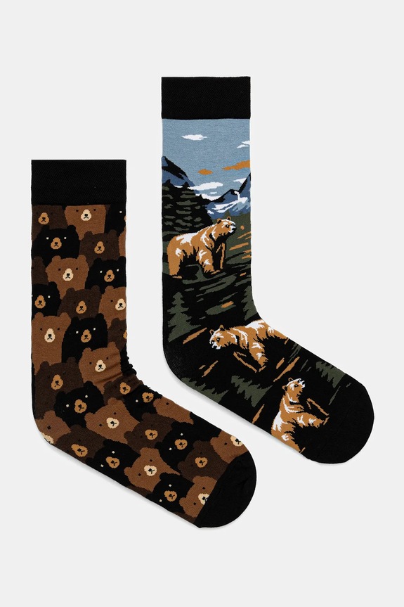 Bavlnené ponožky motív medveďa (2-pack) dlhé ponožky viacfarebná RW25-LGM706