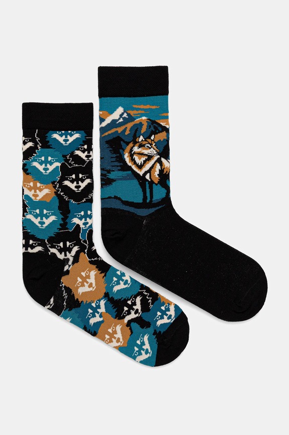 Skarpetki bawełniane męskie wzorzyste (2-pack) skarpetki długie multicolor RW25-LGMA13