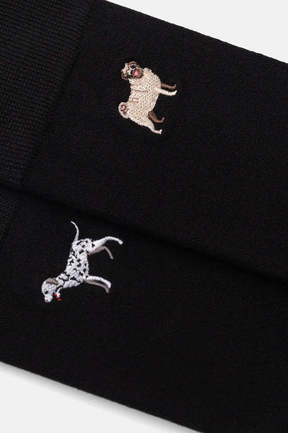 Skarpetki bawełniane męskie z ozdobnym haftem w psy (2-pack) RW25-LGMA17 czarny RW25