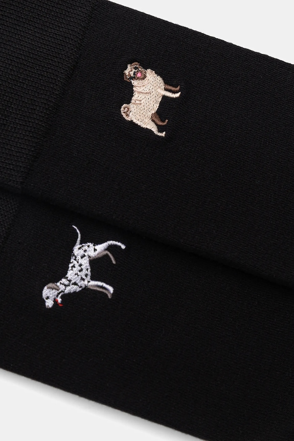 Skarpetki bawełniane męskie z ozdobnym haftem w psy (2-pack) RW25-LGMA17 czarny RW25