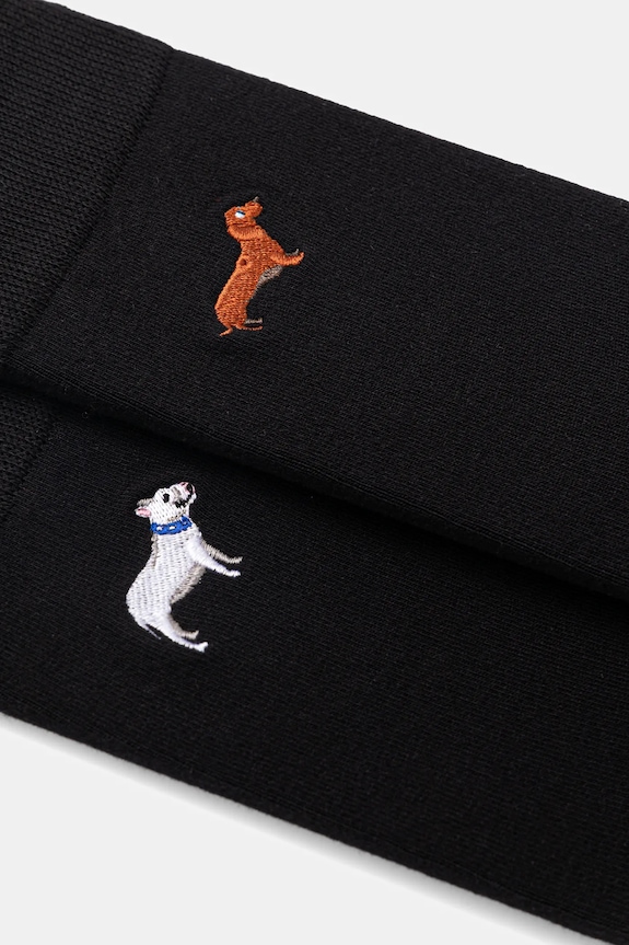 Skarpetki bawełniane męskie z ozdobnym haftem w psy (2-pack) RW25-LGMA18 czarny RW25