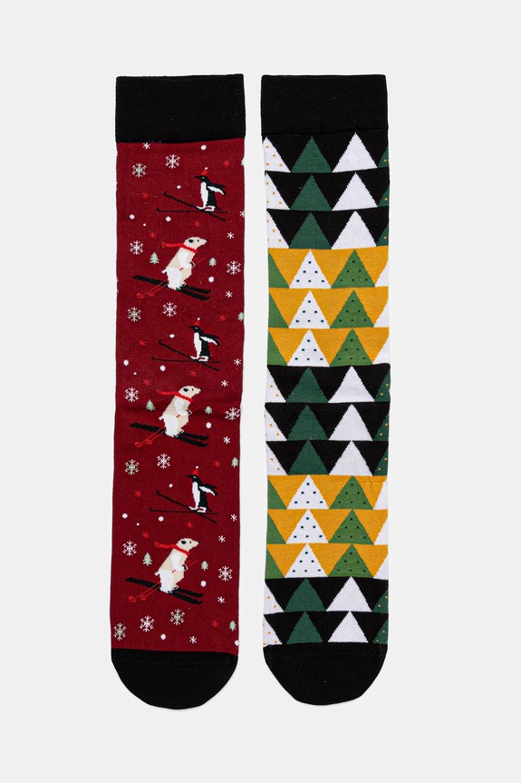 Skarpetki bawełniane męskie wzorzyste (2-pack) skarpetki długie multicolor RW25-LGMA21