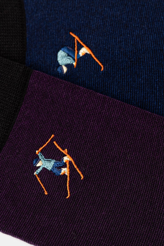 Skarpetki bawełniane męskie z ozdobnym haftem (2-pack) RW25-LGMB00 multicolor RW25