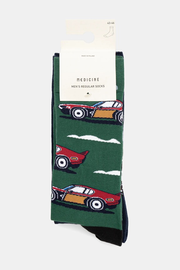 Odzież Skarpetki bawełniane męskie w samochody (2-pack) RW25-LGMB04 multicolor