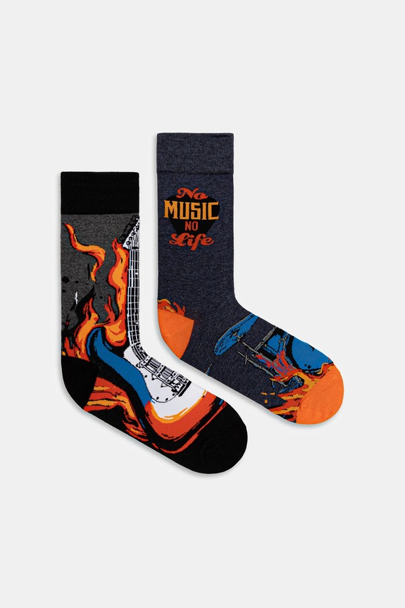 Skarpetki bawełniane męskie z motywem muzycznym (2-pack) skarpetki długie multicolor RW25-LGMB08