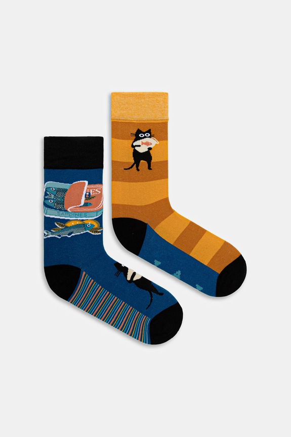 Bavlněné ponožky pánské se vzorem (2-pack) dlouhé ponožky vícebarevná RW25-LGMB13