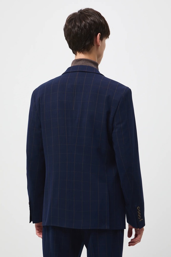 Odzież Marynarka męska slim w kratę RW25-MKM523 granatowy