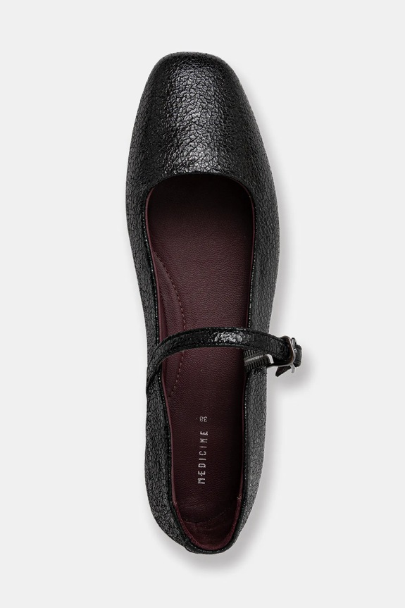 Kožené baleríny dámské s páskem RW25-OBD318 černá