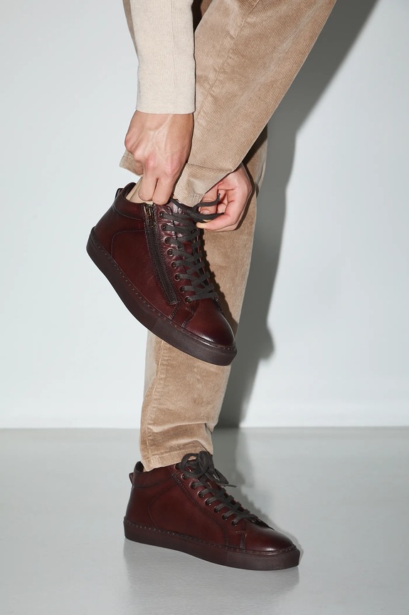 Buty skórzane męskie casual brązowy RW25-OBM305