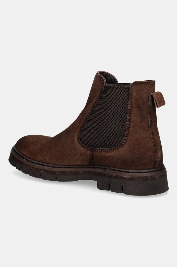 Buty zamszowe męskie z elastyczną wstawką brązowy RW25-OBM313