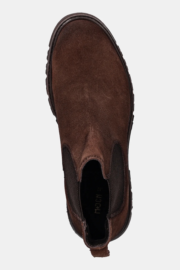 Buty zamszowe męskie z elastyczną wstawką RW25-OBM313 brązowy