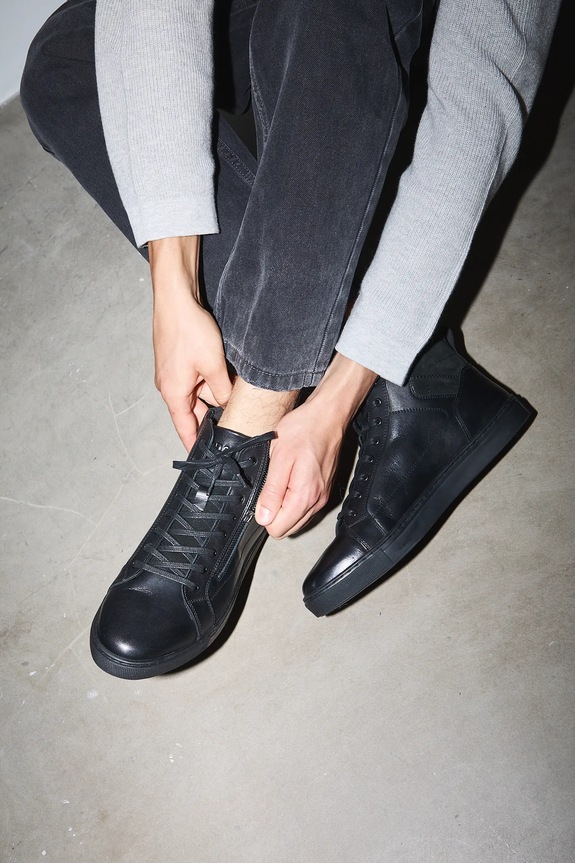 Buty męskie skórzane casual czarny RW25-OBM316