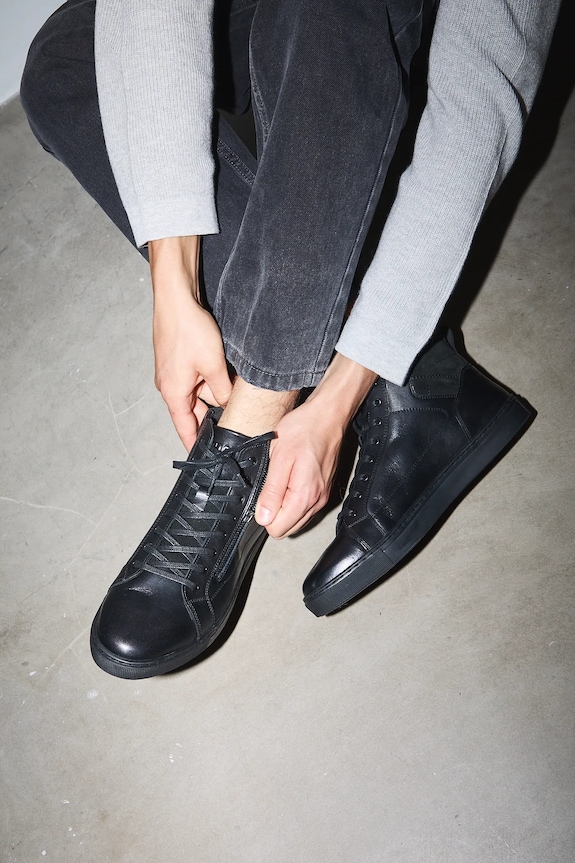 Buty męskie skórzane casual czarny RW25-OBM316