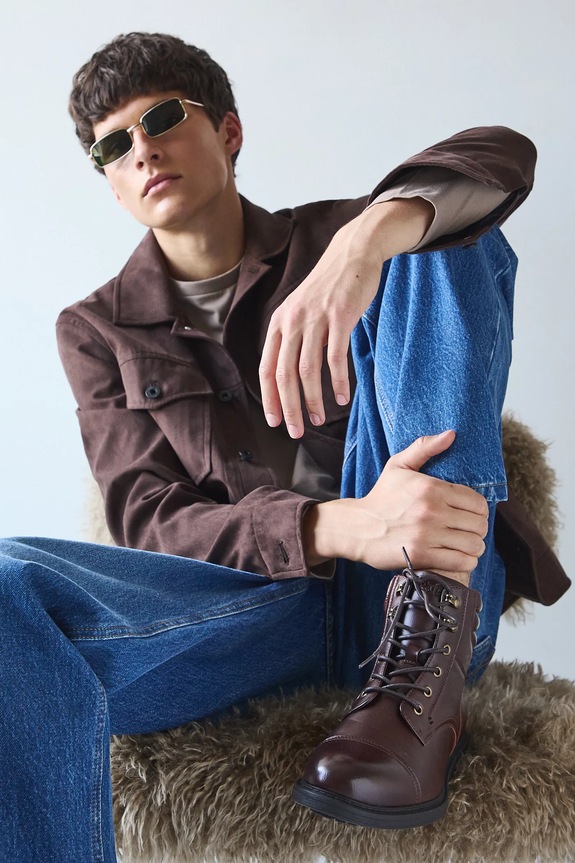 Členkové topánky z ekologickej kože RW25-OBM601 hnedá RW25