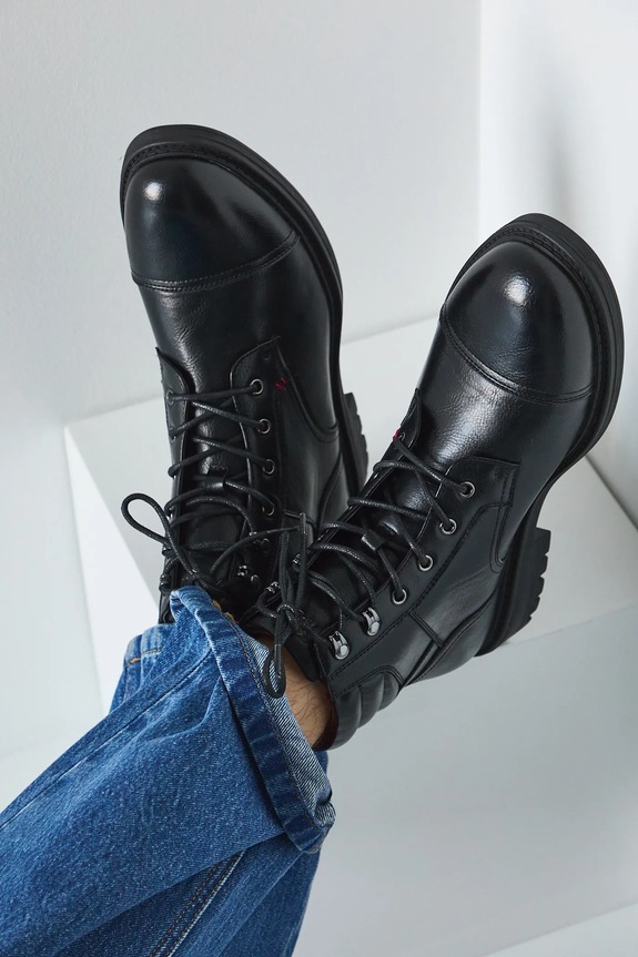 Členkové topánky z ekologickej kože casual čierna RW25-OBM601