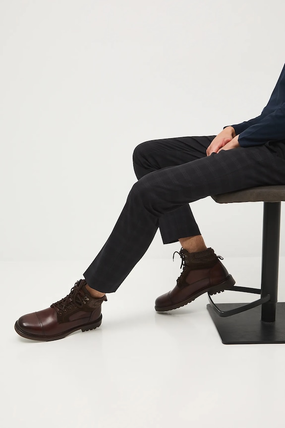 Medicine buty wysokie skórzane skóra licowa brązowy RW25-OBM608