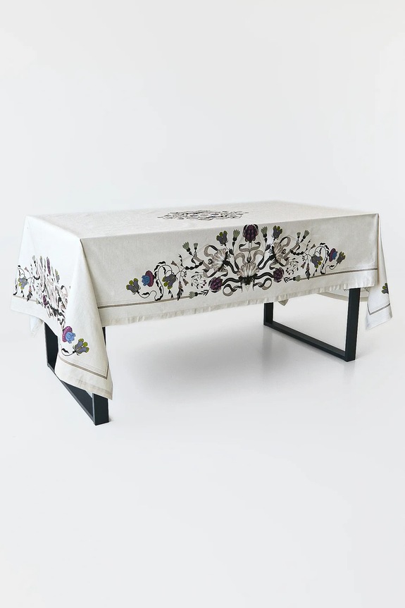 Kuchyně a jídelna Bavlněný ubrus s potiskem 150 x 250 cm RW25-ORU402 béžová