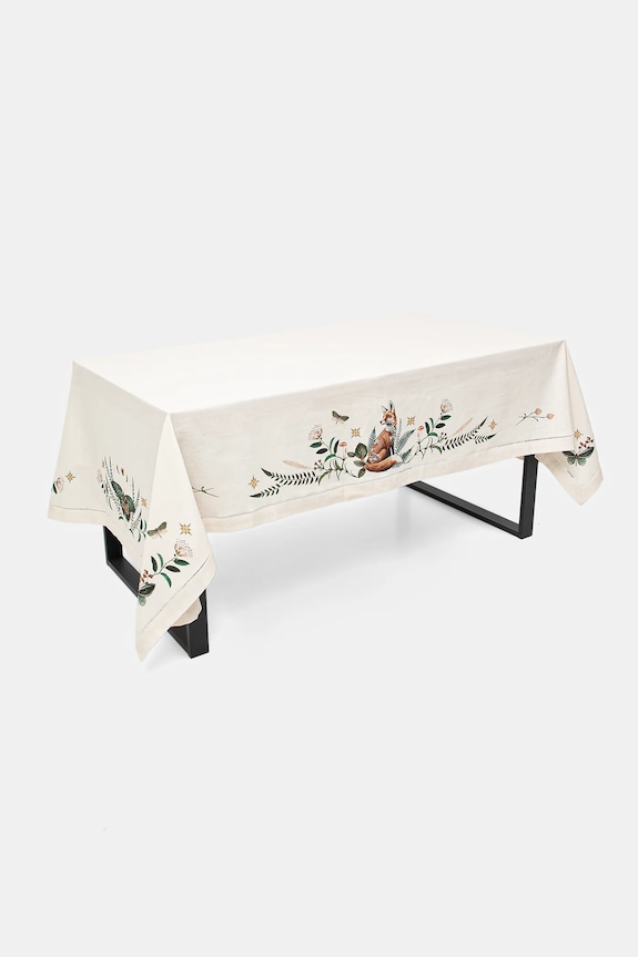 Obrus bawełniany z nadrukiem 150 x 250 cm beżowy RW25-ORU601