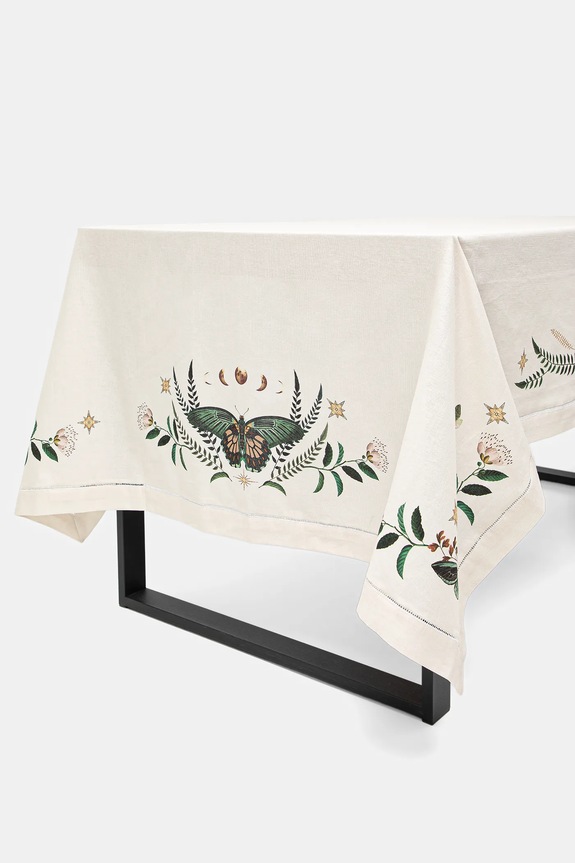 Kuchnia i jadalnia Obrus bawełniany z nadrukiem 150 x 250 cm RW25-ORU601 beżowy
