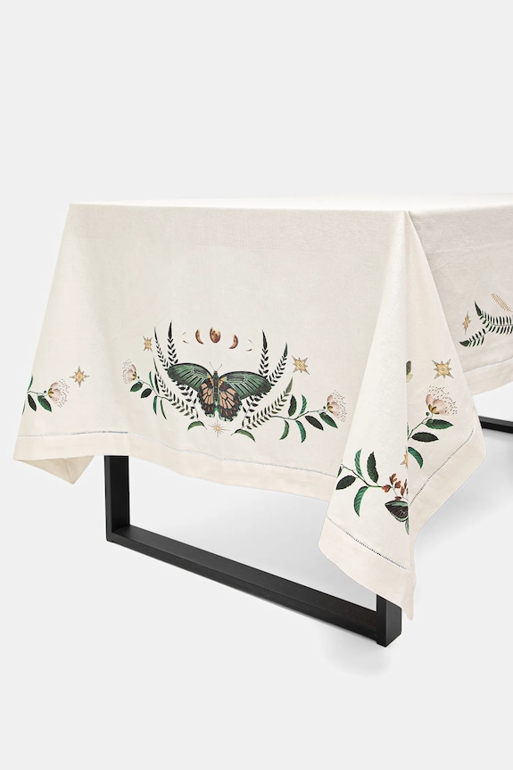 Kuchnia i jadalnia Obrus bawełniany z nadrukiem 150 x 250 cm RW25-ORU601 beżowy