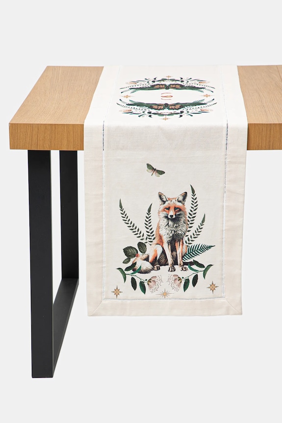 Bieżnik bawełniany z nadrukiem 40 x 180 cm beżowy RW25-ORU603